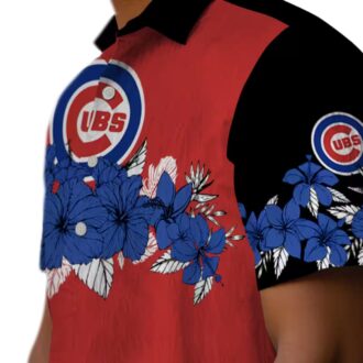 MLB Chicago Cubs Blue & Black Hawaiian Shirt - Hibiscus Floral Vacation Wear
