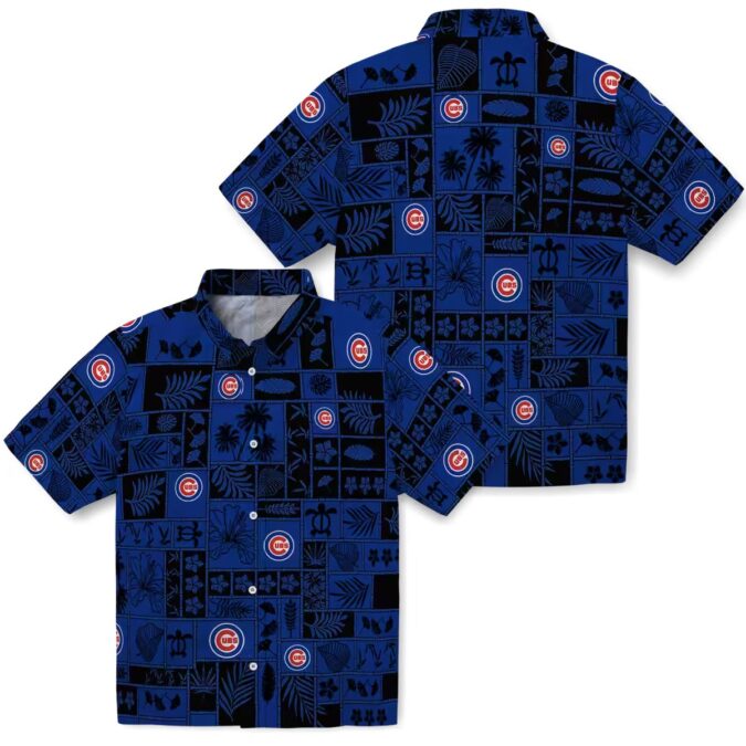 MLB Chicago Cubs Blue Black Hawaiian Shirt - Tropical Patchwork for Men