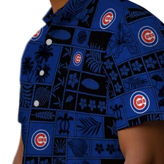 MLB Chicago Cubs Blue Black Hawaiian Shirt - Tropical Patchwork for Men