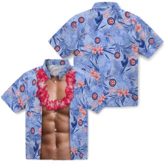 MLB Chicago Cubs Chest Illusion Blue Hawaiian Shirt - Perfect for Summer Beach & Game Day