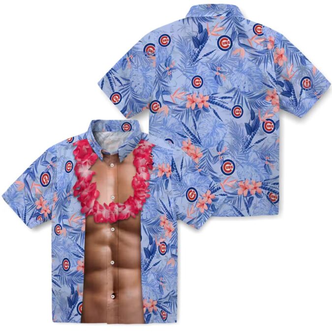 MLB Chicago Cubs Chest Illusion Blue Hawaiian Shirt - Perfect for Summer Beach & Game Day