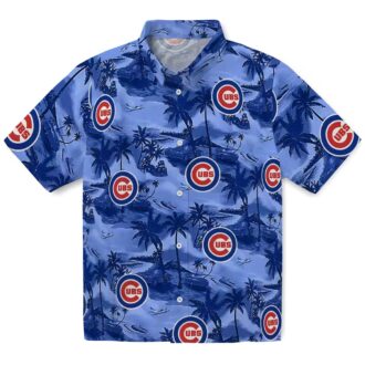 MLB Chicago Cubs Coastal Palms Blue Hawaiian Shirt - Tropical Summer Shirt for Fans