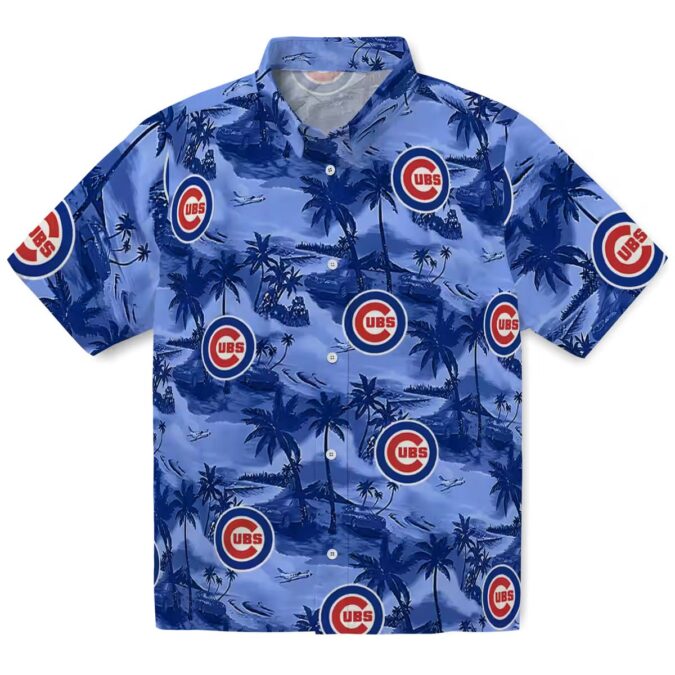 MLB Chicago Cubs Coastal Palms Blue Hawaiian Shirt - Tropical Summer Shirt for Fans