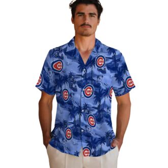 MLB Chicago Cubs Coastal Palms Blue Hawaiian Shirt - Tropical Summer Shirt for Fans