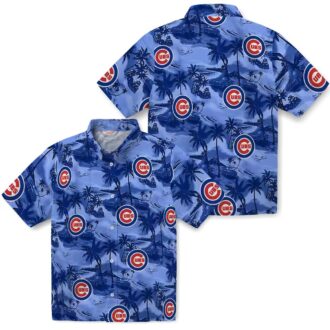 MLB Chicago Cubs Coastal Palms Blue Hawaiian Shirt - Tropical Summer Shirt for Fans