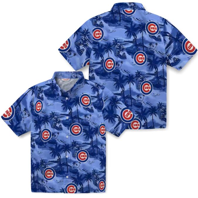 MLB Chicago Cubs Coastal Palms Blue Hawaiian Shirt - Tropical Summer Shirt for Fans