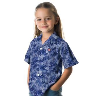 MLB Chicago Cubs Leafy Blue Hawaiian Shirt - Tropical Pattern Fan Gear for Summer