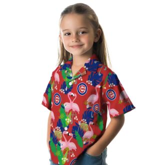 MLB Chicago Cubs Tropical Flamingo Foliage Hawaiian Shirt - Blue Green Summer Shirt for Men