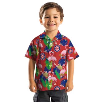 MLB Chicago Cubs Tropical Flamingo Foliage Hawaiian Shirt - Blue Green Summer Shirt for Men