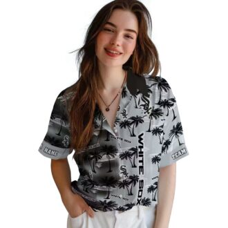 Best Chicago White Sox Hawaiian Shirt - Black Palm Silhouettes Tropical MLB Summer Shirt