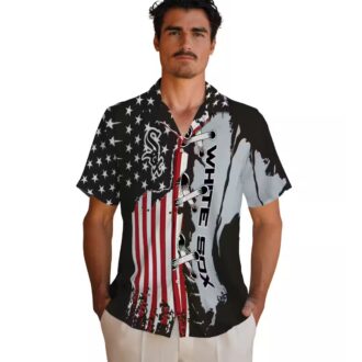 Black Chicago White Sox MLB Aloha Shirt - Stitched Flag Tropical Summer Style