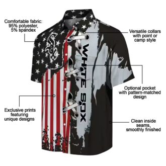 Black Chicago White Sox MLB Aloha Shirt - Stitched Flag Tropical Summer Style