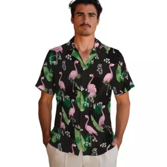 Black Flamingo Leaf Chicago White Sox Hawaiian Shirt for Men - MLB Summer Style