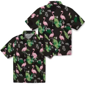 Black Flamingo Leaf Chicago White Sox Hawaiian Shirt for Men - MLB Summer Style