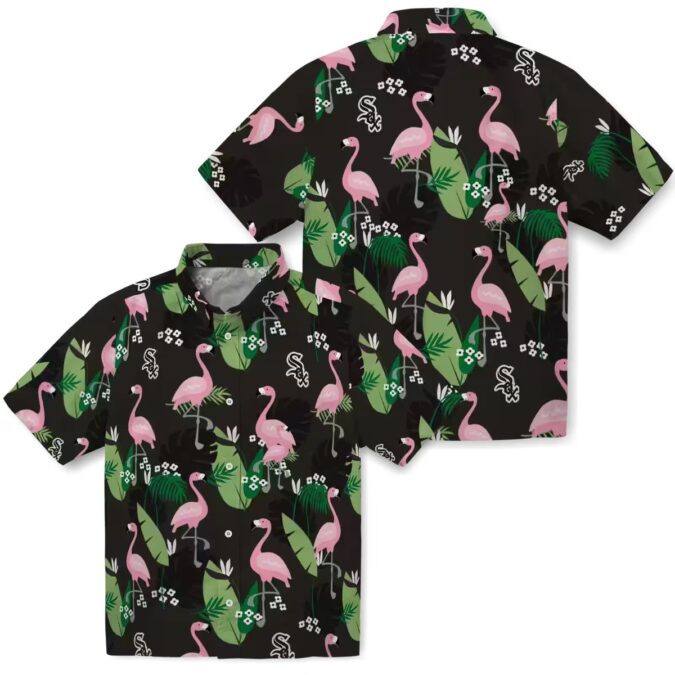 Black Flamingo Leaf Chicago White Sox Hawaiian Shirt for Men - MLB Summer Style