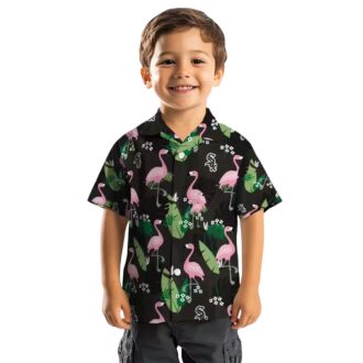 Black Flamingo Leaf Chicago White Sox Hawaiian Shirt for Men - MLB Summer Style