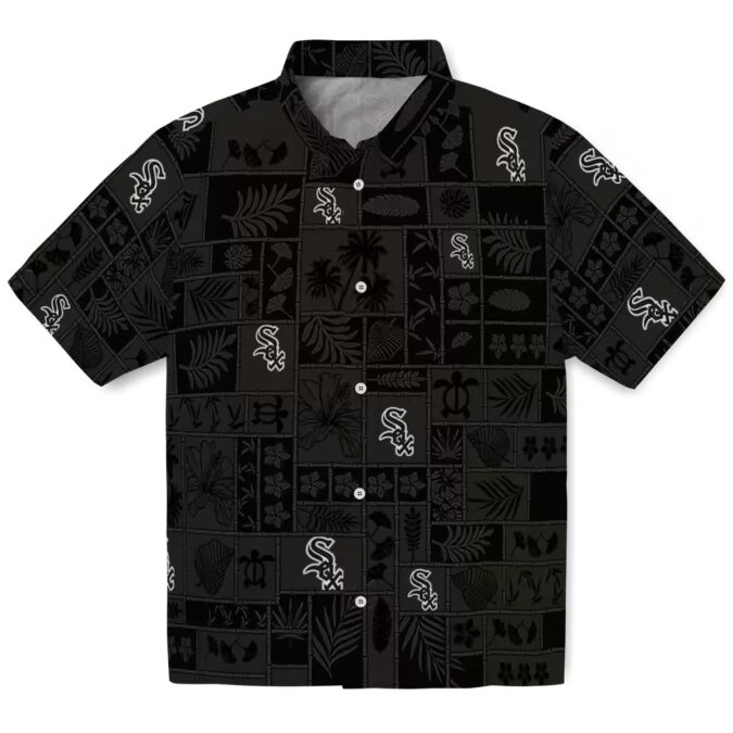 Black Tropical Patchwork Chicago White Sox Hawaiian Shirt - MLB Summer Beach Outfits