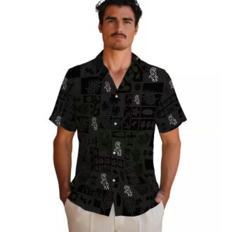 Black Tropical Patchwork Chicago White Sox Hawaiian Shirt - MLB Summer Beach Outfits