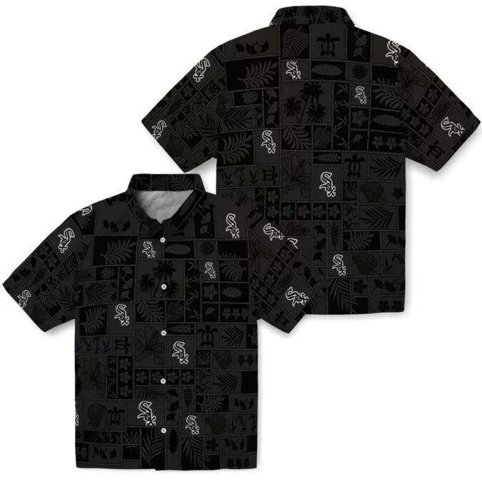 Black Tropical Patchwork Chicago White Sox Hawaiian Shirt - MLB Summer Beach Outfits