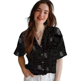Black Tropical Patchwork Chicago White Sox Hawaiian Shirt - MLB Summer Beach Outfits
