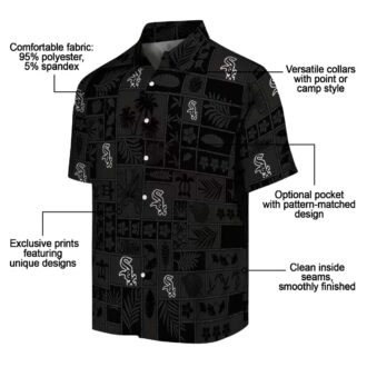 Black Tropical Patchwork Chicago White Sox Hawaiian Shirt - MLB Summer Beach Outfits