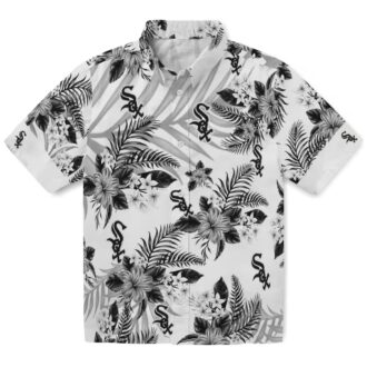Chicago White Sox Black & White Hawaiian Shirt - MLB Hibiscus Palm Leaves Summer Beach Shirt