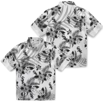 Chicago White Sox Black & White Hawaiian Shirt - MLB Hibiscus Palm Leaves Summer Beach Shirt