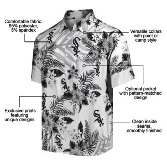 Chicago White Sox Black & White Hawaiian Shirt - MLB Hibiscus Palm Leaves Summer Beach Shirt