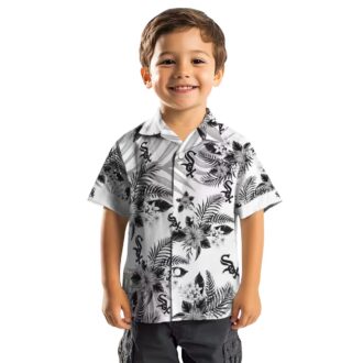 Chicago White Sox Black & White Hawaiian Shirt - MLB Hibiscus Palm Leaves Summer Beach Shirt