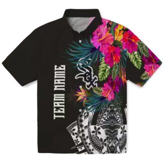 Chicago White Sox Black Hawaiian Shirt - Polynesian Floral MLB Beach & Game Day Shirt