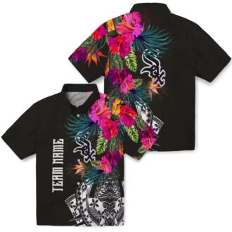 Chicago White Sox Black Hawaiian Shirt - Polynesian Floral MLB Beach & Game Day Shirt