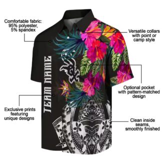 Chicago White Sox Black Hawaiian Shirt - Polynesian Floral MLB Beach & Game Day Shirt