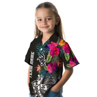 Chicago White Sox Black Hawaiian Shirt - Polynesian Floral MLB Beach & Game Day Shirt