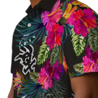 Chicago White Sox Black Hawaiian Shirt - Polynesian Floral MLB Beach & Game Day Shirt