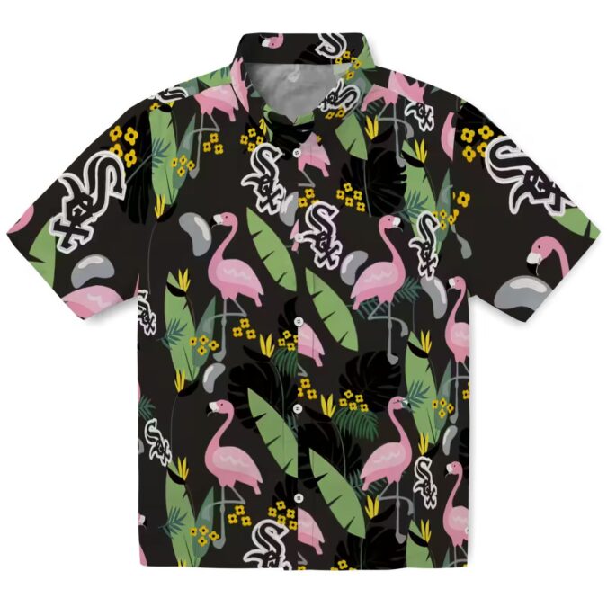 Chicago White Sox Flamingo Leaves Black Hawaiian Shirt - Perfect MLB Vacation Outfit