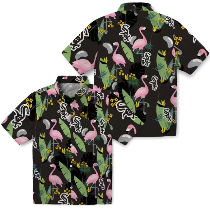 Chicago White Sox Flamingo Leaves Black Hawaiian Shirt - Perfect MLB Vacation Outfit