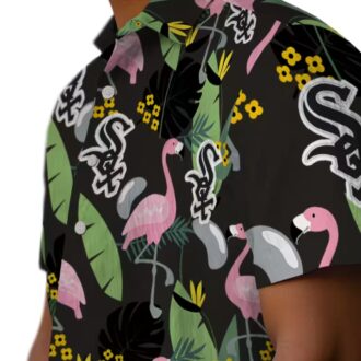 Chicago White Sox Flamingo Leaves Black Hawaiian Shirt - Perfect MLB Vacation Outfit