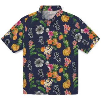 Chicago White Sox Hibiscus & Fruit Navy Blue Aloha Shirt - Summer Beachwear for MLB Fans