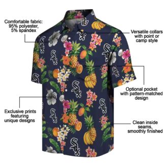 Chicago White Sox Hibiscus & Fruit Navy Blue Aloha Shirt - Summer Beachwear for MLB Fans
