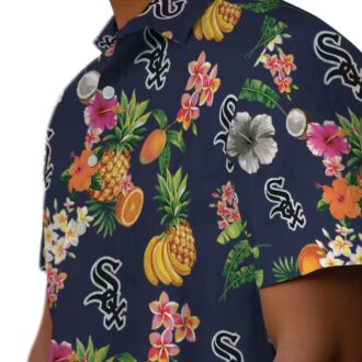 Chicago White Sox Hibiscus & Fruit Navy Blue Aloha Shirt - Summer Beachwear for MLB Fans