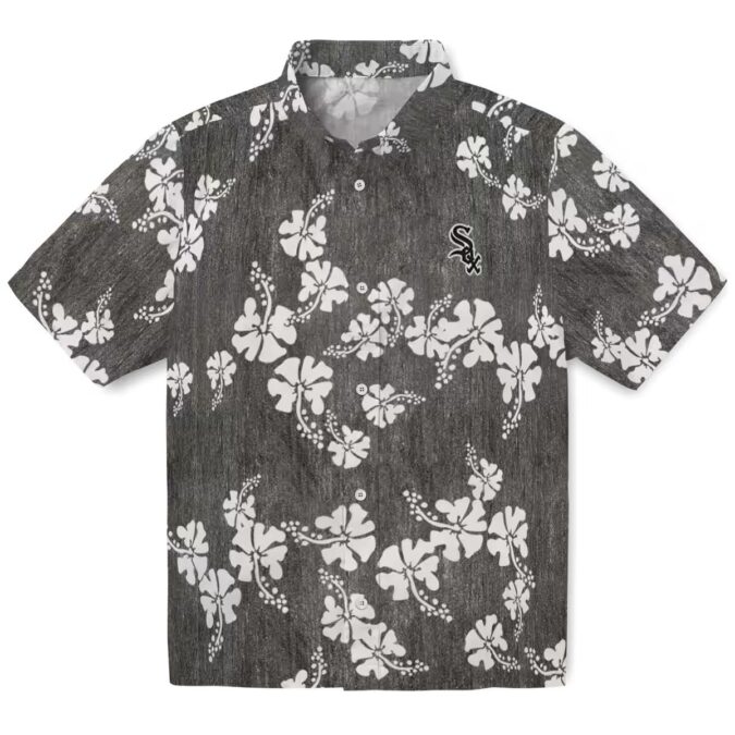 Chicago White Sox MLB Hawaiian Shirt - Black Hibiscus Clusters Tropical Beachwear