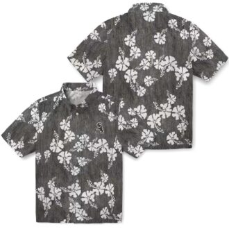 Chicago White Sox MLB Hawaiian Shirt - Black Hibiscus Clusters Tropical Beachwear
