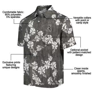 Chicago White Sox MLB Hawaiian Shirt - Black Hibiscus Clusters Tropical Beachwear
