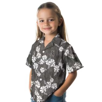 Chicago White Sox MLB Hawaiian Shirt - Black Hibiscus Clusters Tropical Beachwear
