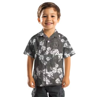 Chicago White Sox MLB Hawaiian Shirt - Black Hibiscus Clusters Tropical Beachwear