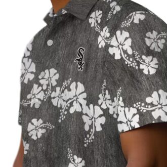 Chicago White Sox MLB Hawaiian Shirt - Black Hibiscus Clusters Tropical Beachwear