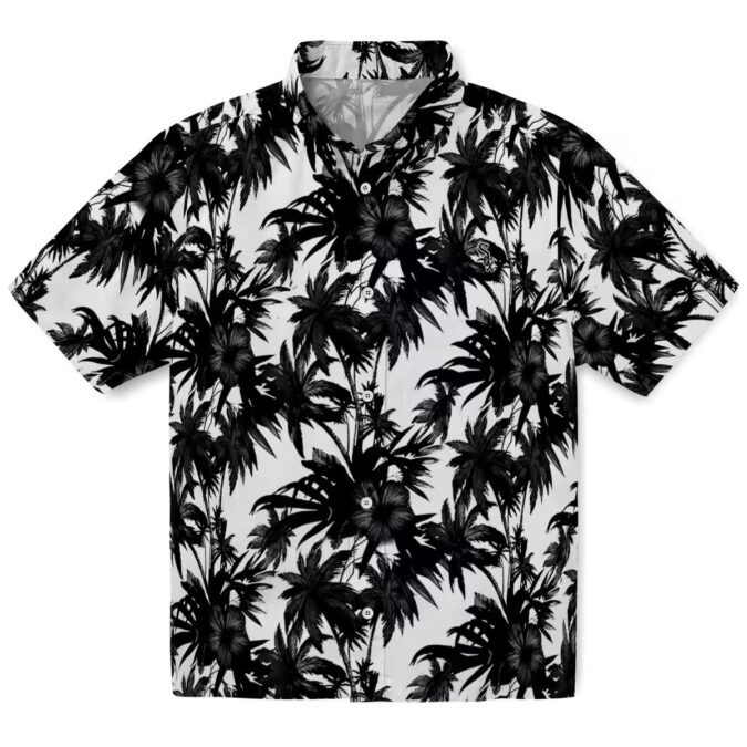 Chicago White Sox Palm Motifs Hawaiian Shirt - Lightweight Black & White MLB Beachwear