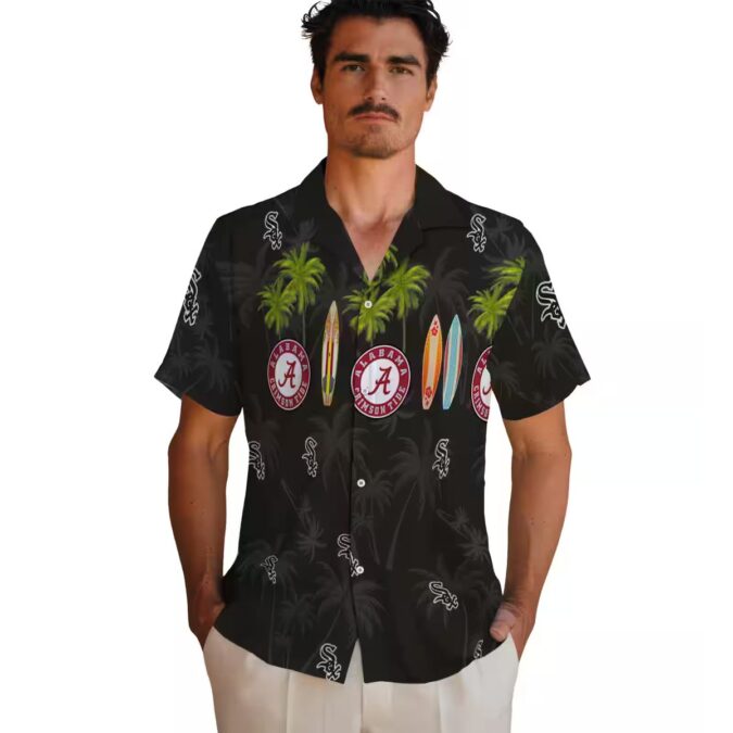 Chicago White Sox Summer Hawaiian Shirt - Black Tropical Surfboard Beachwear for MLB Fans