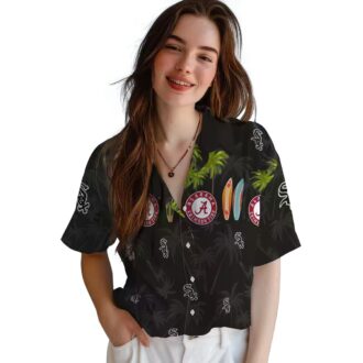 Chicago White Sox Summer Hawaiian Shirt - Black Tropical Surfboard Beachwear for MLB Fans