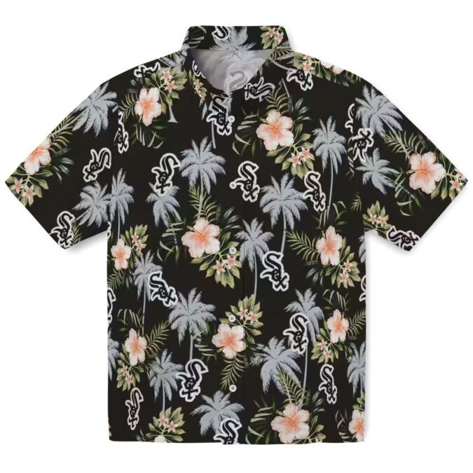 Chicago White Sox Tropical Hawaiian Shirt for Women - Black Palm Tree Floral MLB Vacation Shirt